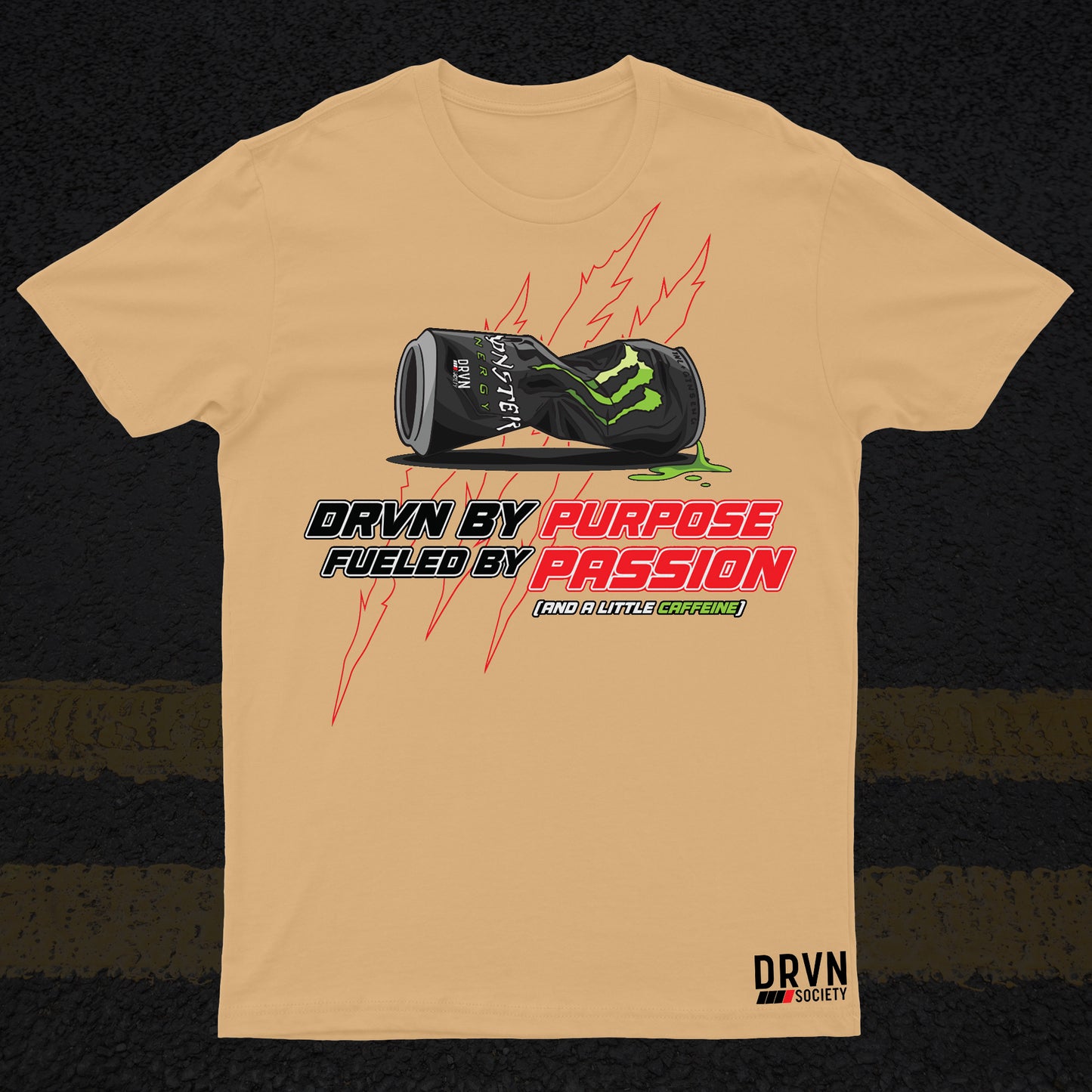 Monster - DRVN by Purpose - Khaki Unisex Boxy T-shirt - X2 Entries!