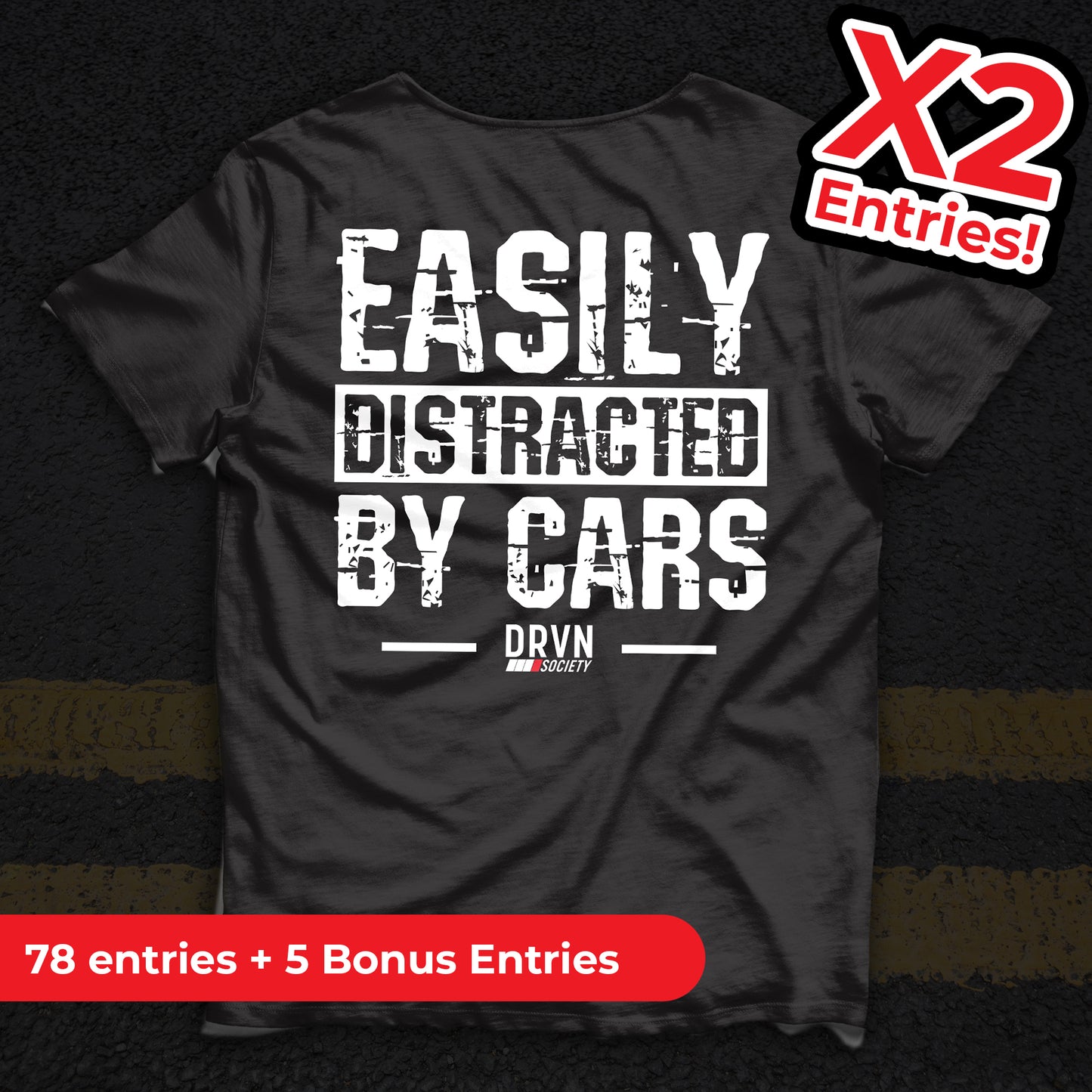 Easily Distracted - Black Unisex Classic Fit Crew Neck T-shirt - X2 Entries!