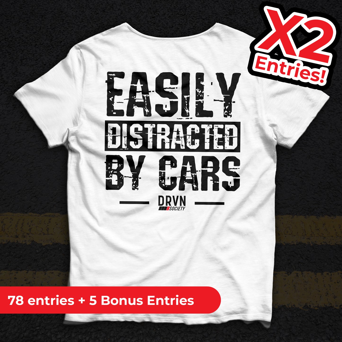 Easily Distracted - White Unisex Classic Fit Crew Neck T-shirt - X2 Entries!