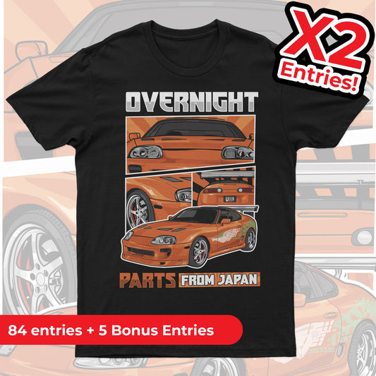 Supra - Overnight Parts From Japan - Black Unisex Premium T-shirt - X2 Entries!