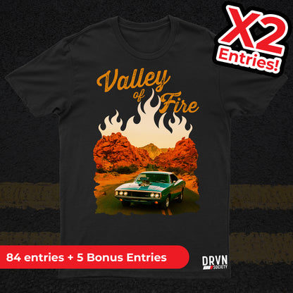 Valley of Fire - Black Unisex Boxy Sun Faded T-shirt - X2 Entries!