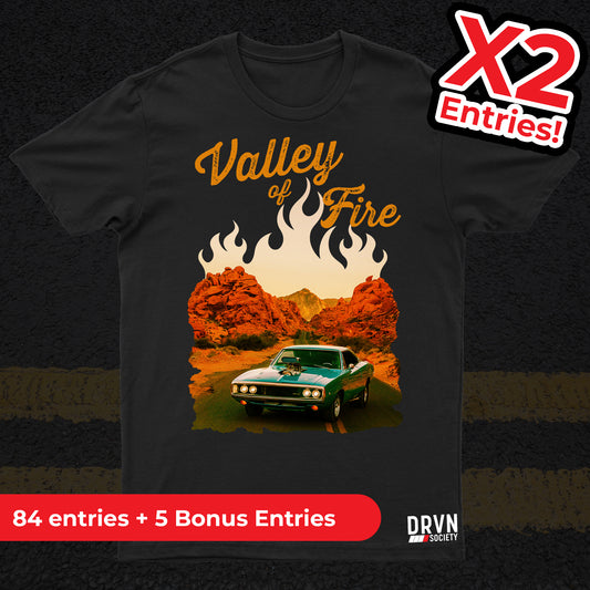 Valley of Fire - Black Unisex Boxy Sun Faded T-shirt - X2 Entries!